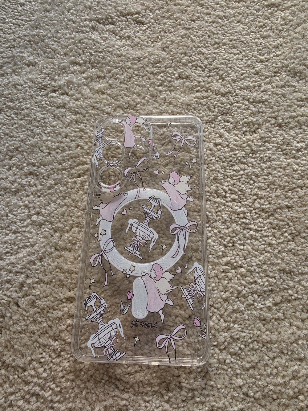 Clear Pink Angel Print Phone Case with Magsafe - Samsung Galaxy S26ultra